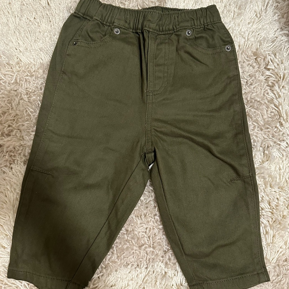 Kids Olive Green Pull-On Pants